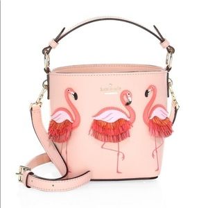 Kate Spade Flamingo Pippa Bucket Bag and wallet